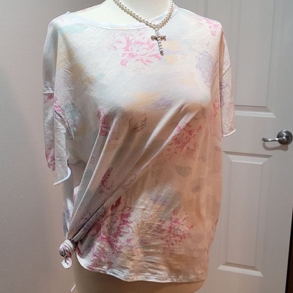 WE THE FREE TIE DYE FREE PEOPLE FLORAL T SHIRT SHORT SLEEVE OVERSIZED TOP SZ M - Picture 12 of 15